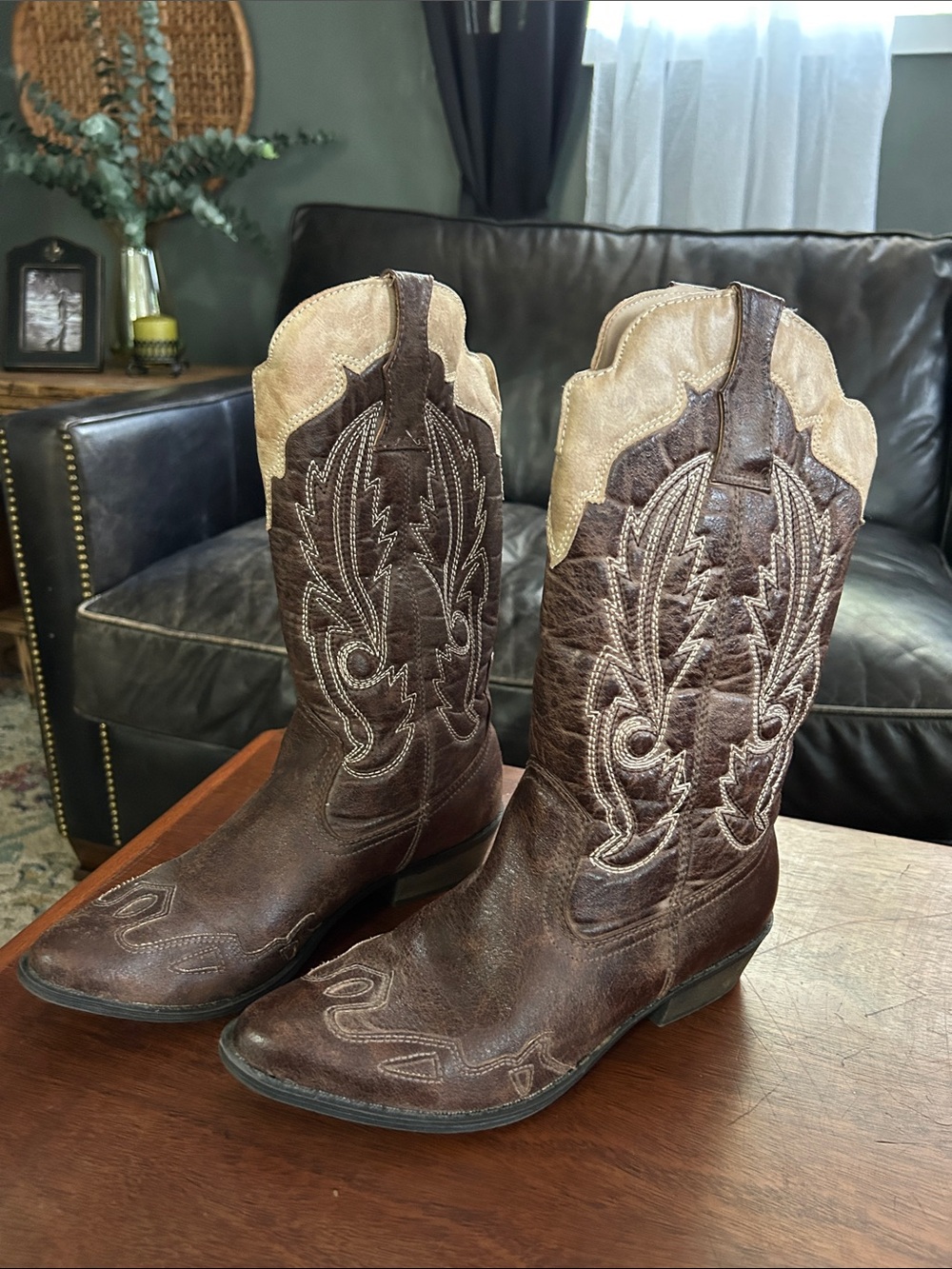 Coconuts by Matisse Brown and Cream Western Cowboy Boots